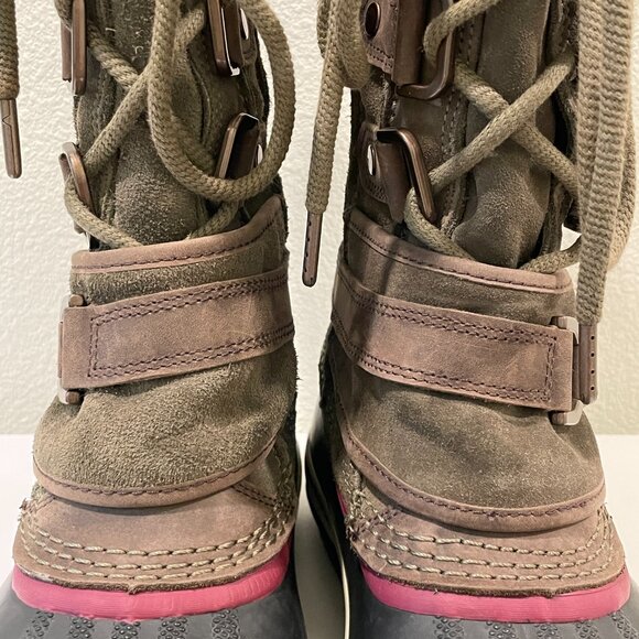 SOREL "Joan of Arctic Premium" Waterproof Boot Olive/Black/Multi Women Size 7.5 - Picture 6 of 16